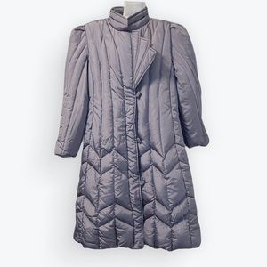 Vintage 80s Dusty Purple Down Jacket , Long Line